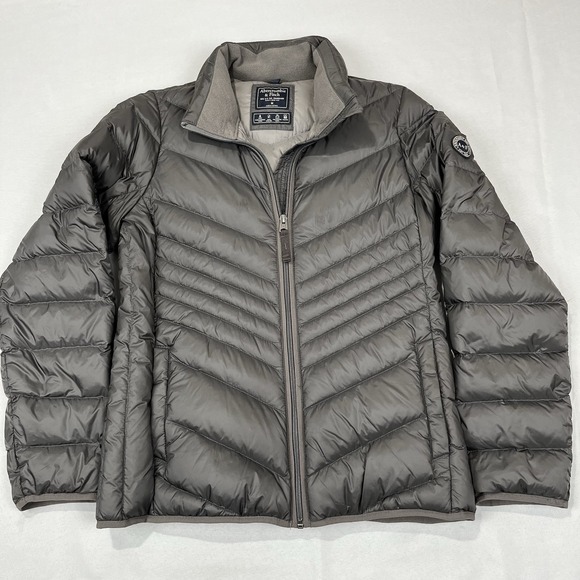 Abercrombie & Fitch Feather/Down Insulated Gray Jacket Women Medium Packable - Picture 1 of 8